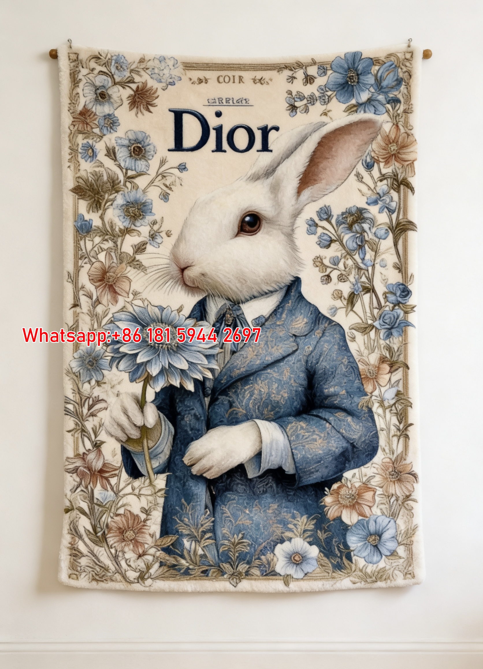 Dior Vintage Rabbit Flannel Blanket Throw Sofa Decor D110